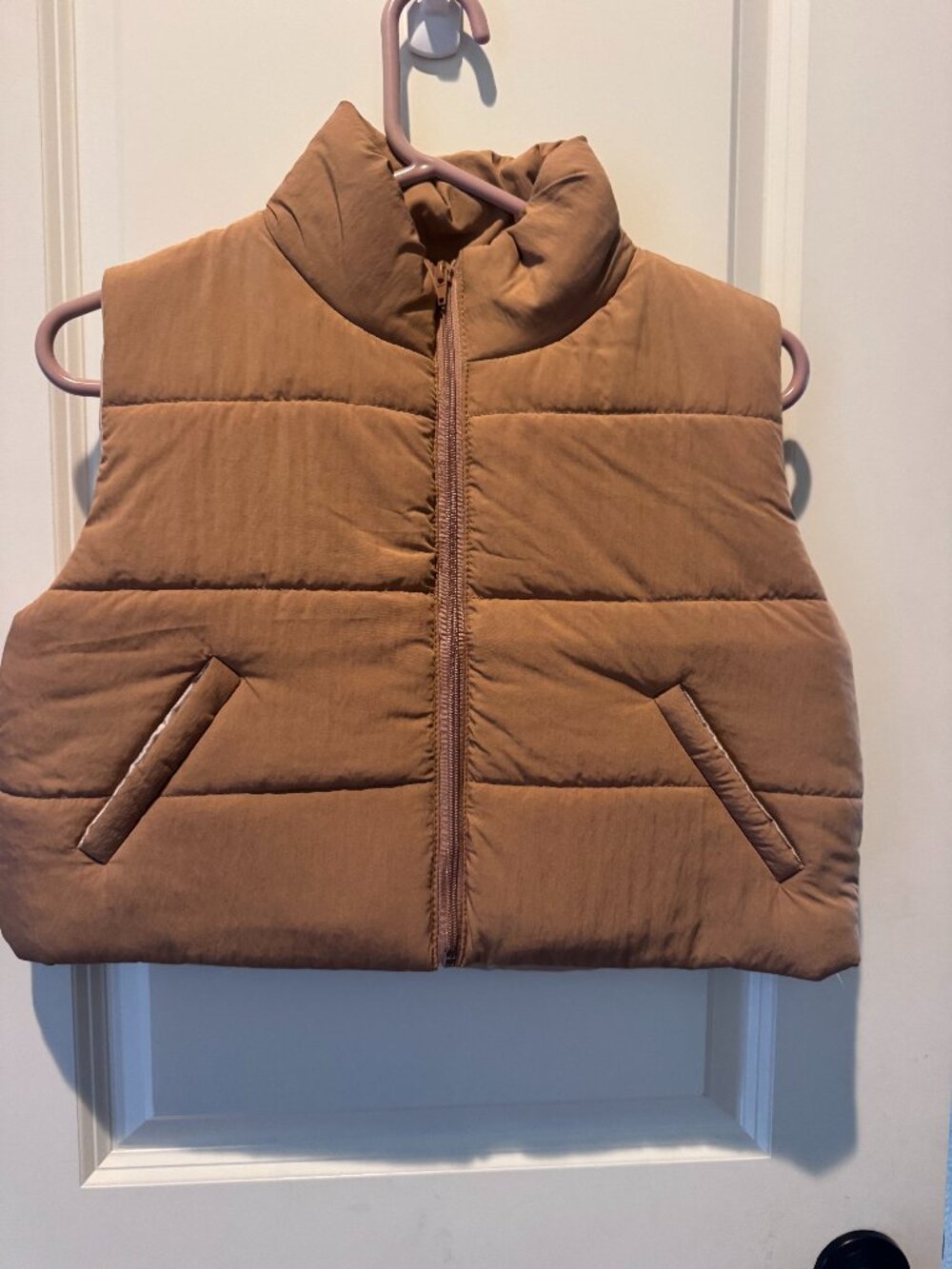 Tiger Friday Cropped Puffer Vest Camel Brown Dancewear AXS